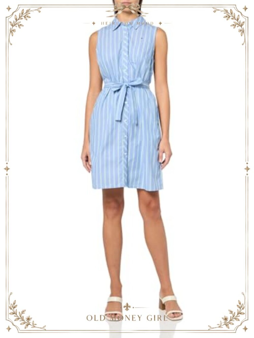 Sleeveless Belted Shirtdress Collared Button Front A-Line Midi Dress